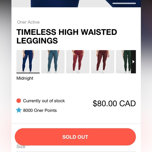 BNWT - Oner Active Timeless Leggings XS in Midnight - Picture 6 of 9